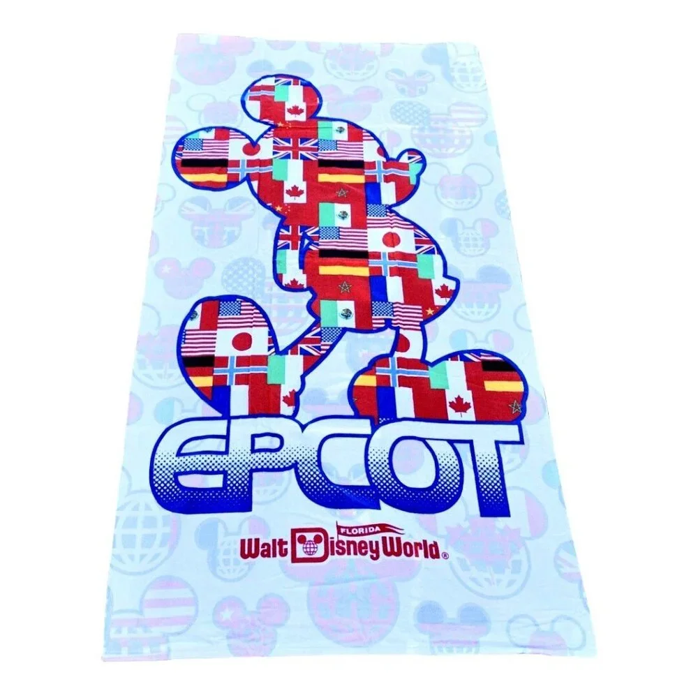 Walt Disney World Epcot Mickey Mouse International Flags Beach Towel